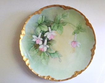 Haviland Limoges Dish, Signed Limoges 1894 -1931, Victorian Limoges Plate, Hand Painted Limoges, Artist Signed Limoges, Bleeding Hearts