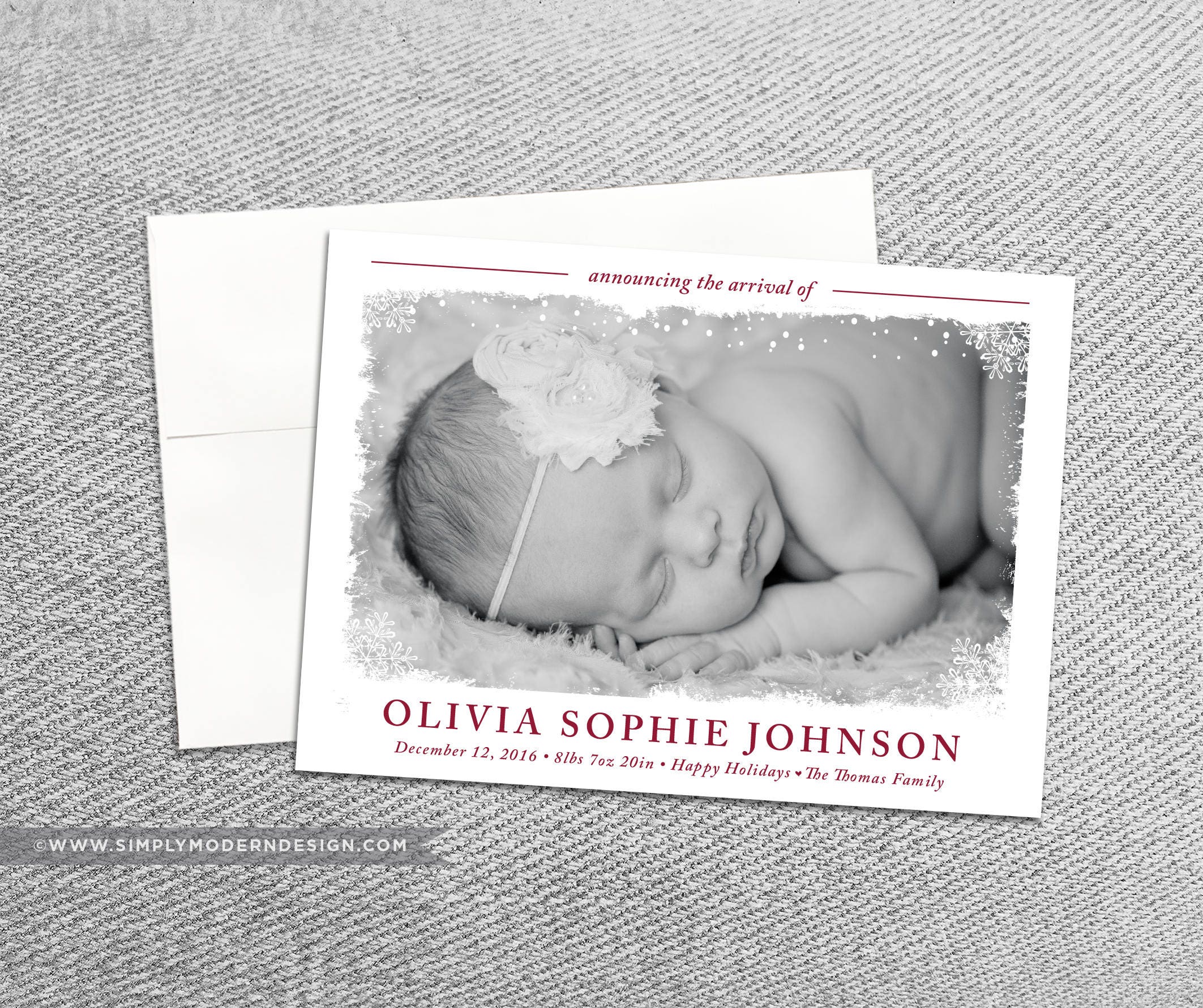 Holiday birth announcement christmas new years new baby