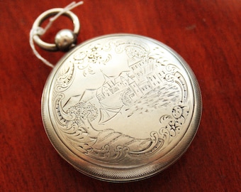 Antique Verge Fusee French Pocket Watch - Sterling SIlver - Montre Coq 1800s - NOT WORKING
