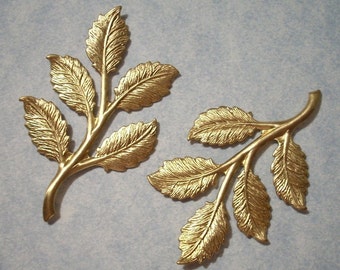 2 Brass Leaf Stampings 51mm