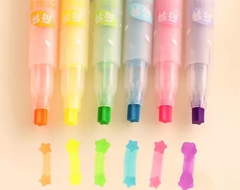 Pretty, brightly coloured star stamp pens in 6 colours