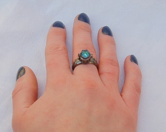 Stunning Gothic Poison ring with secret compartment. Aquaramine gem. Most impressive.
