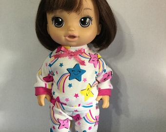 Smiling stars pjs fits 12” Baby Alive
