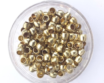 50 Large Brass Beads 7x7mm long with 5mm hole
