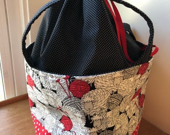 Sweater Project Bag, Sweater Bucket, Extra Large Knitting Bag, Yarn Storage Tote, Extra Large Drawstring Bag, Blanket Project Bag, Huge bag,