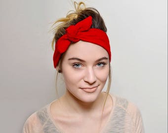 Red Headband Adults Hair Accessories, Womens Headband Tie Knot, Red adult headband Headbands for women