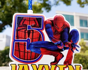 Spiderman Cake Candle, Personalized Birthday Candle,