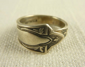 Size 4 Vintage Sterling Art Deco Spoon Ring