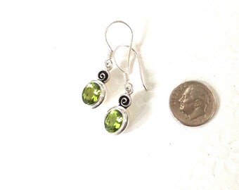 Birthstone earrings, Peridot earrings, birthstone peridot earrings, gemstone earrings, august birthstone earrings, silver and peridot, gift