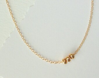 Delicate Gold Beaded Necklace / Gold Beads Dainty Beaded Chain Gold, Gold Necklace Beaded • Tiny Gold Necklace, Thin / Gold Chains, GN111h_