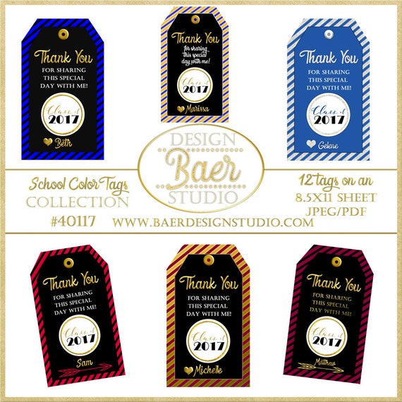 graduation printable tags printable tags with school colors