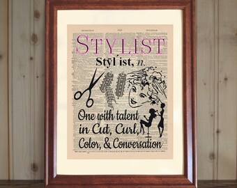 Stylist Dictionary Print, Hair Salon Decor, Hair Stylist Gift, Beautician Gift, Hairdresser Gift, Stylist Quote, Stylist Wall Art, Salon Art