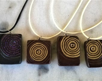 Polymer clay spiral necklace/handmade