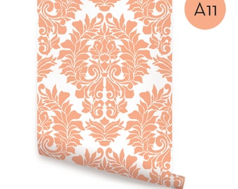 Damask Classic Wallpaper Custom Color Peel & Stick Fabric Wallpaper Repositionable