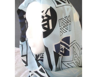 ANNE KLEIN Scarf * Geometric AK Design * Long Silk Scarf