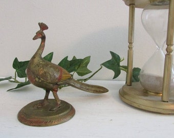 Brass Bird, Indian Brass Peacock, Vintage Brass Decor, Solid Brass, Made in India, Collectable Peacock, Collectable Brass, Table Desk Decor
