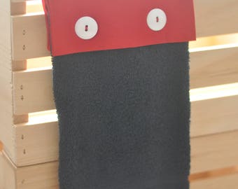 Cute as a Button Towel--Red with Black Towel