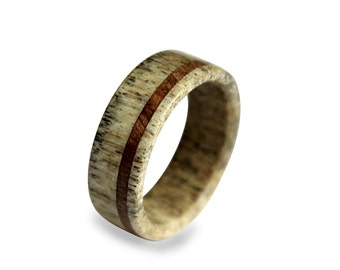 Handmade Deer Antler Ring, Antler Ring, Wooden Ring, Antler Ring Inlaid With Oak Wood