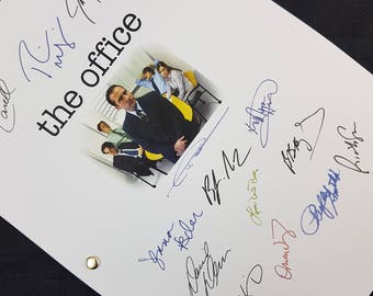 The Office US TV Show Pilot Script with Signatures / Autographs Reprint Unique Gift Screenplay Present Film Movie Fan Geek Steve Carell