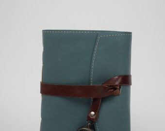 Leather Journal - Handmade paper with maps and compass