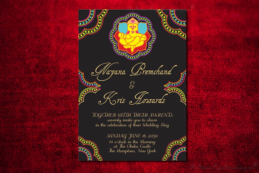 GANESHA Indian Wedding Invitation Design Card Engagement Party GANESHA Indian Wedding Invitation Design Card Engagement Party