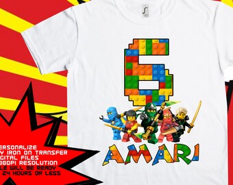 Lego Ninjago. Iron On Transfer, Boy Birthday Shirt, Lego Ninjago Iron On Transfer. DIY Birthday Shirt, Personalize Name, Digital Files Only.