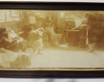 Antique Lithograph Paris Exposition Universelle-Listening to Beethoven