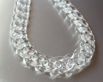 80pcs Transparent Acrylic Curb Chain Links, Clear White Plastic Curb Chain Links, Open Link per Size 22mmx15mm