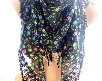 Cotton Scarf,fringed cotton scarf, Boho scarf, Headband, Turkish oya scarves, gift for her