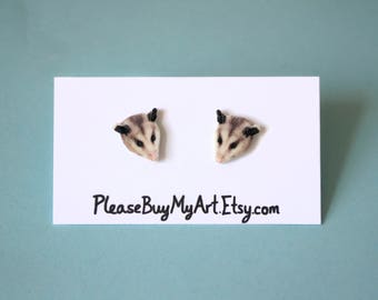Possum Stud Earrings Post Earrings Cute Funny Possum Lover Backyard Wildlife Jewelry Accessories Gift Idea