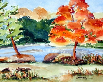 Riverside Watercolor Print