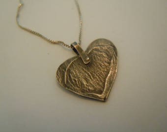 Heart Pendant Sterling Silver Rivet Handwork