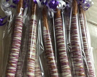 Pretzel rods covered in chocolate