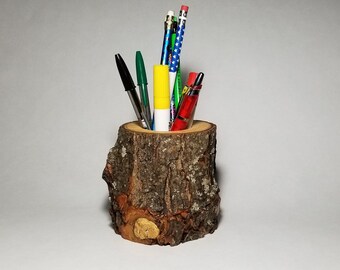 Tree branch Wood Pencil holder; Silver Maple ; Wooden pen holder