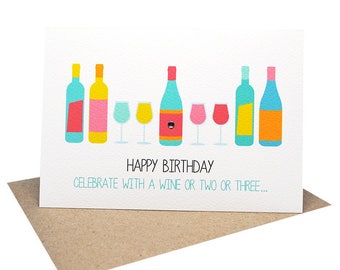 Birthday Card Wine Lover Happy Birthday Wine Card Birthday