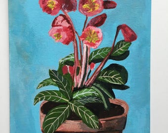 Acrylic still life painting // Pluto no. 9 // original art // illustration on paper // flower painting