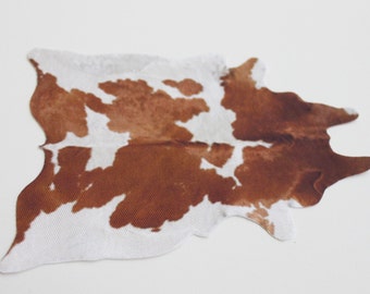 Miniature Brown and White Cowhide-Look Rug in 1:12 Dollhouse Scale