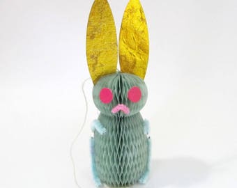 Vintage Honeycomb Easter Bunny/ Blue Bunny Rabbit/ Vintage Honeycomb Easter
