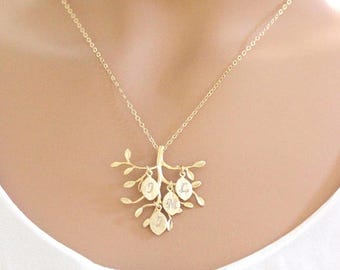 Personalized Mother Gift, Family Tree Necklace, ROSE GOLD Initial Birthstone Necklace, Mothers Day From Daughter Son Wife Mothers gift