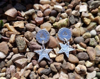 Fine Silver Star dropper Earrings