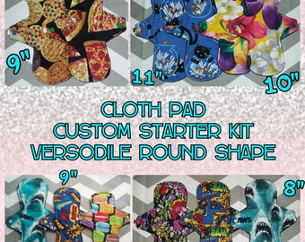 CUSTOM STARTER KIT / You Pick Prints! / Made To Order Cloth Pad Set // Versodile Round (2.75" Gusset Width)