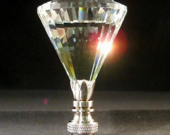 Lamp Finial-Faceted Clear Diamond**Satin Nickel Base**