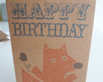 Foxy in Mittens Birthday Card