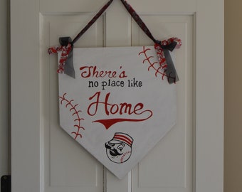 Reds Baseball "No Place Like Home" Door Hnager
