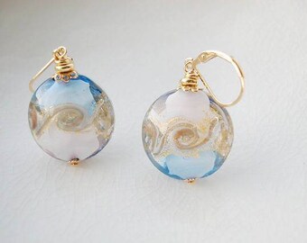 Blue Murano Glass Lever-back Earrings