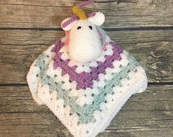 unicorn soft toy with blanket