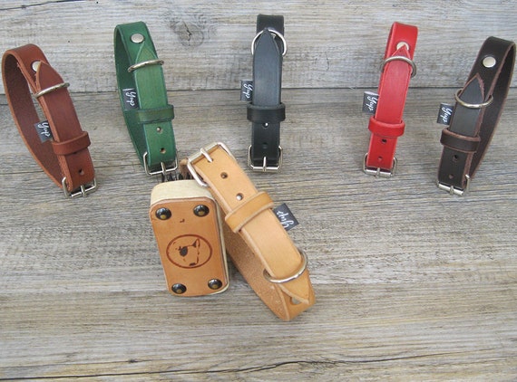 Tan Leather Dog Collar, Classic Dog Collar, Handmade Dog Collar, Durable Dog collar, Palin Dog Collar, Strong Dog Collar, Adjustable Collar