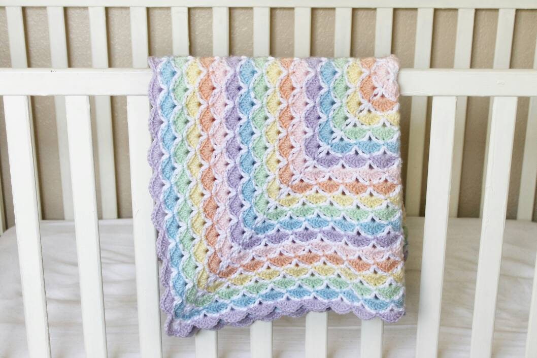 Pastel Rainbow Baby Blanket Crochet Baby Blanket Baby