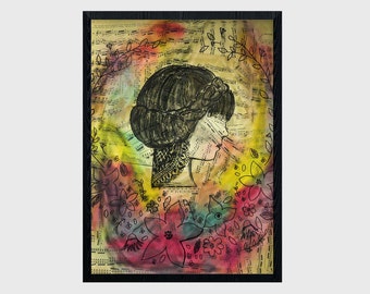 Mixed Media Watercolor Music Portrait Poster