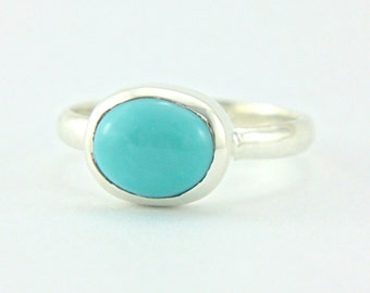 Sleeping Beauty Turquoise Ring Sterling Silver Turquoise Ring Made in Your Size Silversmith Simple Turquoise Ring